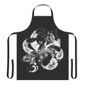 Anime-style apron featuring a kitsune (fox spirit) and a nekomata (two-tailed cat) in an inverted design