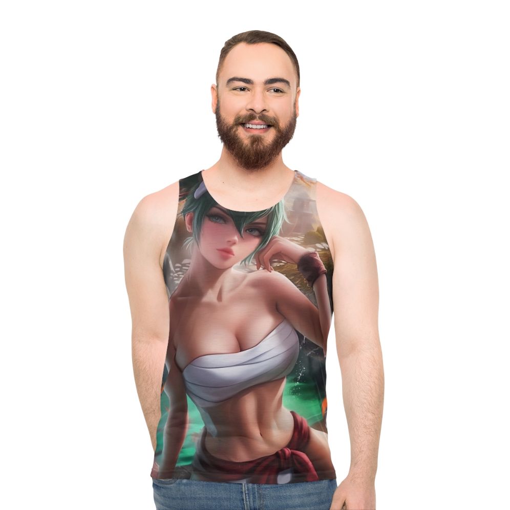 Anime-inspired kitsune design unisex tank top