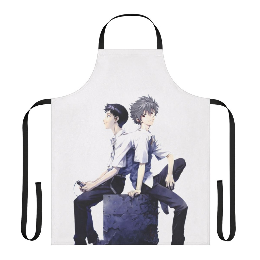 Apron featuring the Evangelion couple Kaworu Nagisa and Shinji Ikari in a cute, fan-made design.
