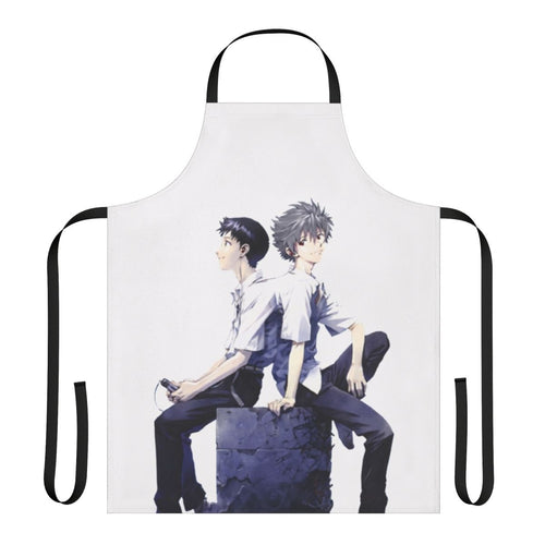 Apron featuring the Evangelion couple Kaworu Nagisa and Shinji Ikari in a cute, fan-made design.