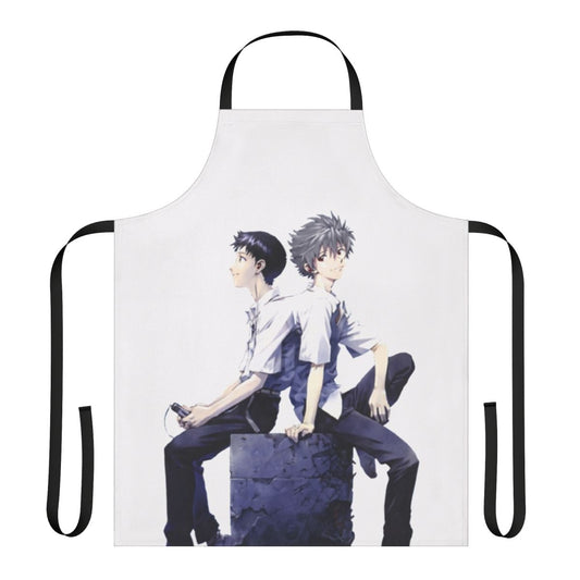 Apron featuring the Evangelion couple Kaworu Nagisa and Shinji Ikari in a cute, fan-made design.