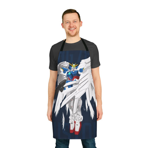 Stylized Gundam-inspired apron for cosplay, model building, and kitchen use