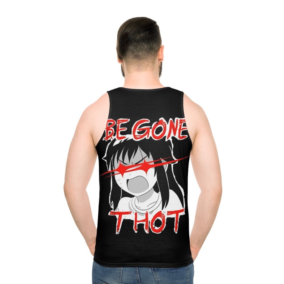 Anime-inspired unisex tank top with "Be Gone Thot" text