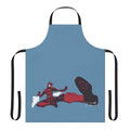 Anime-style apron featuring samurai and superhero design elements