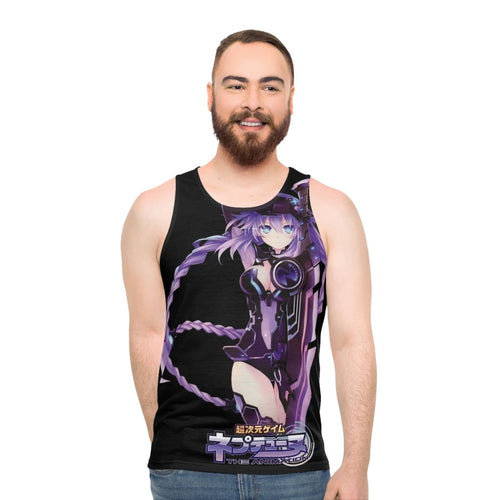 Anime tank top featuring the transforming character Purple Heart from the Hyperdimension Neptunia series