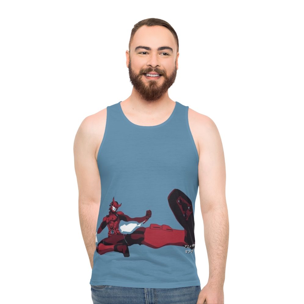 Anime Unisex Tank Top with Samurai Flamenco Inspired Design