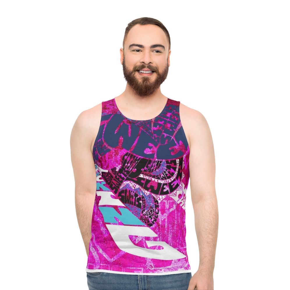 Anime inspired unisex tank top featuring Stocking Anarchy from Panty & Stocking with Garterbelt