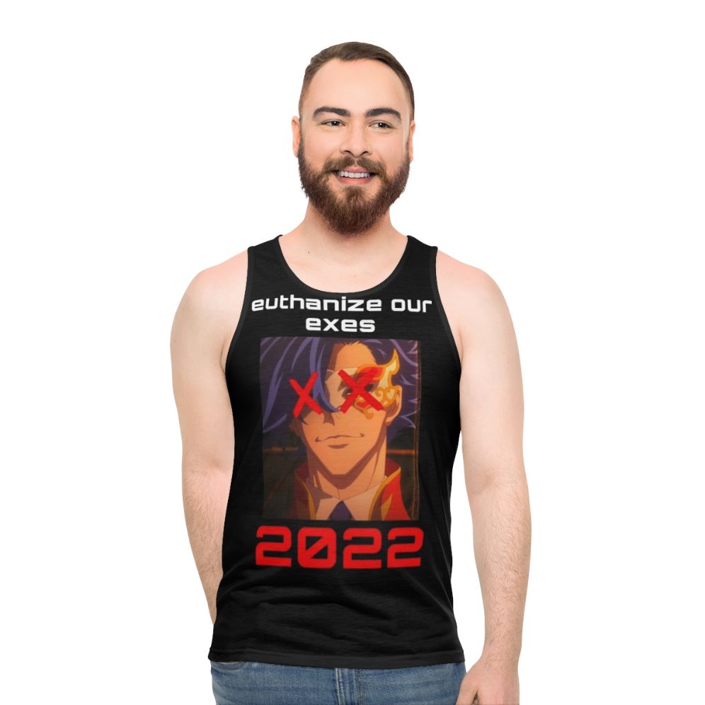 Anime-inspired unisex tank top with a skate-inspired graphic design