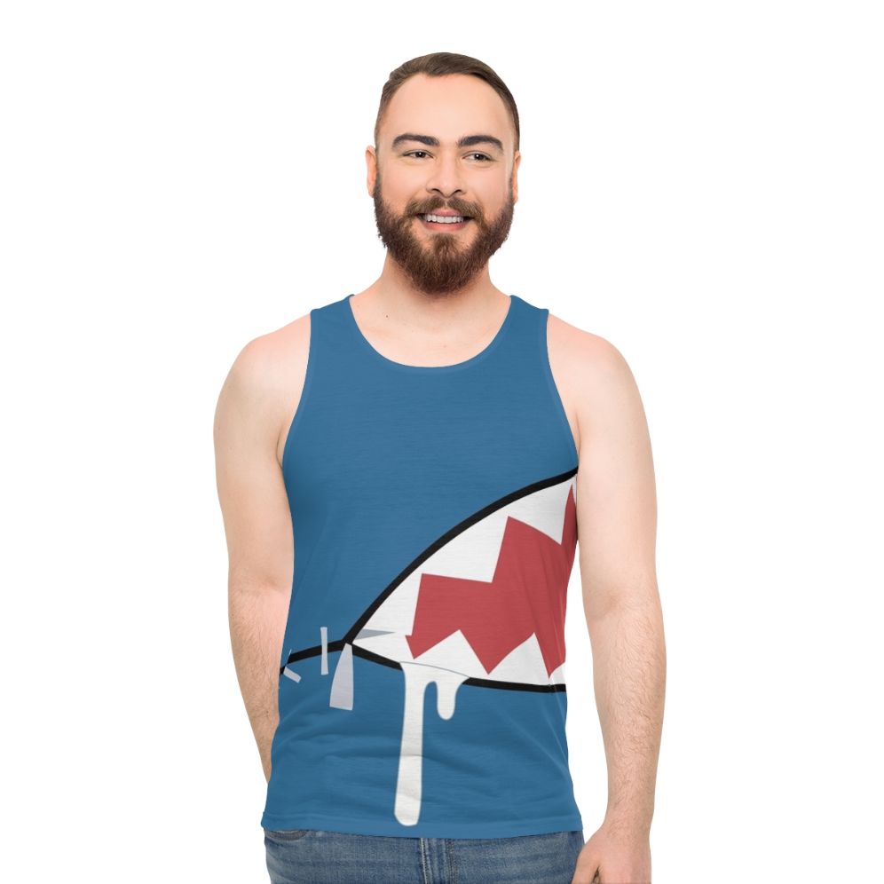 Anime virtual youtuber Hololive shark teeth design unisex tank top
