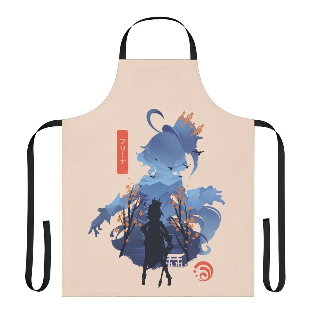 Animula Choragi-inspired apron with a gaming and Japanese aesthetic design