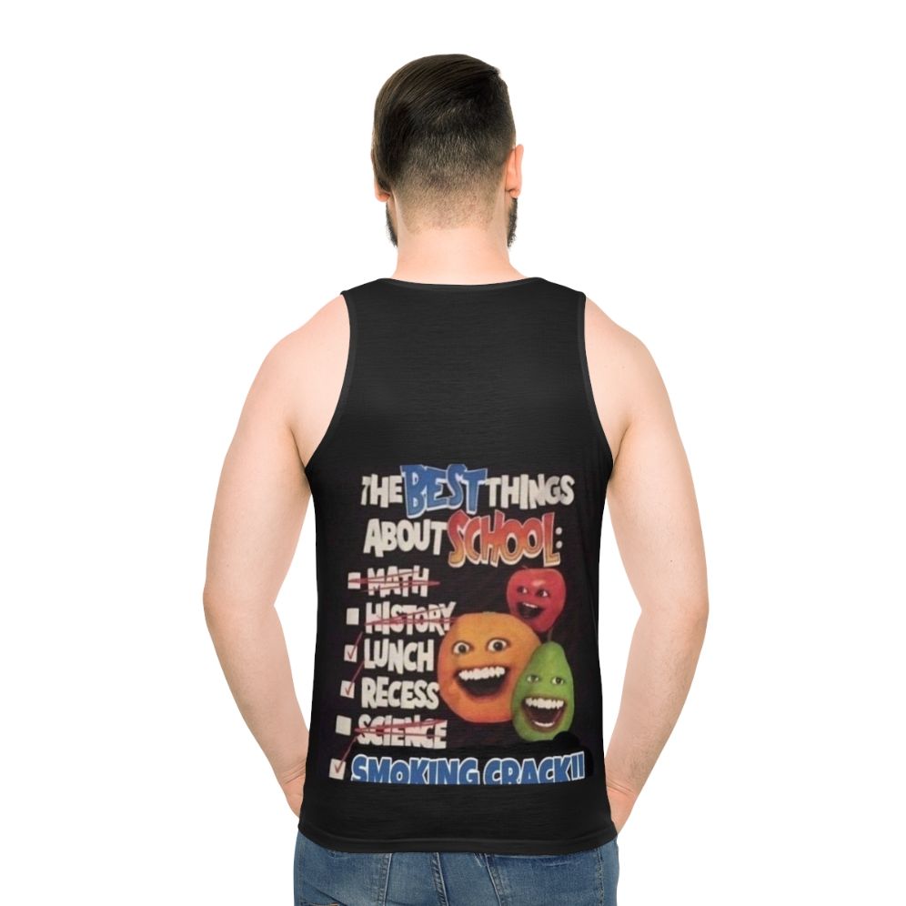 Annoying Orange inspired unisex tank top with a humorous school-themed graphic