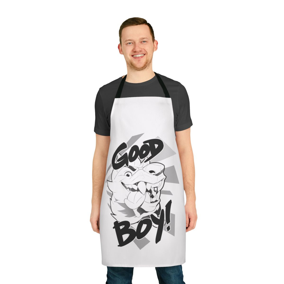 Anthropomorphic dog graphic design on a high-quality apron for pet owners