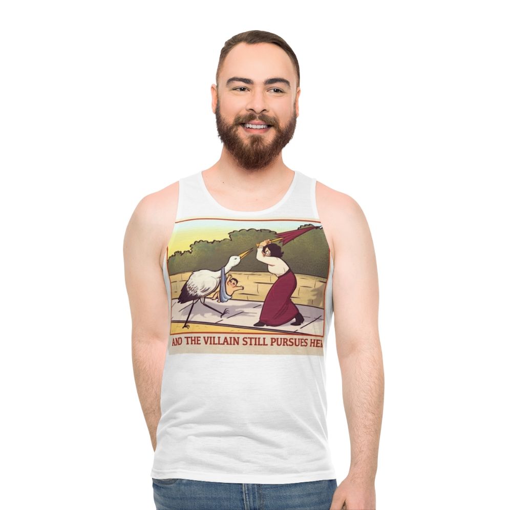 Anti-natalist feminist unisex tank top with parody design