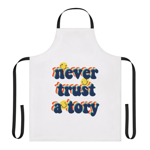 Anti-Tory Political Apron with Slogan "Never Trust a Tory"