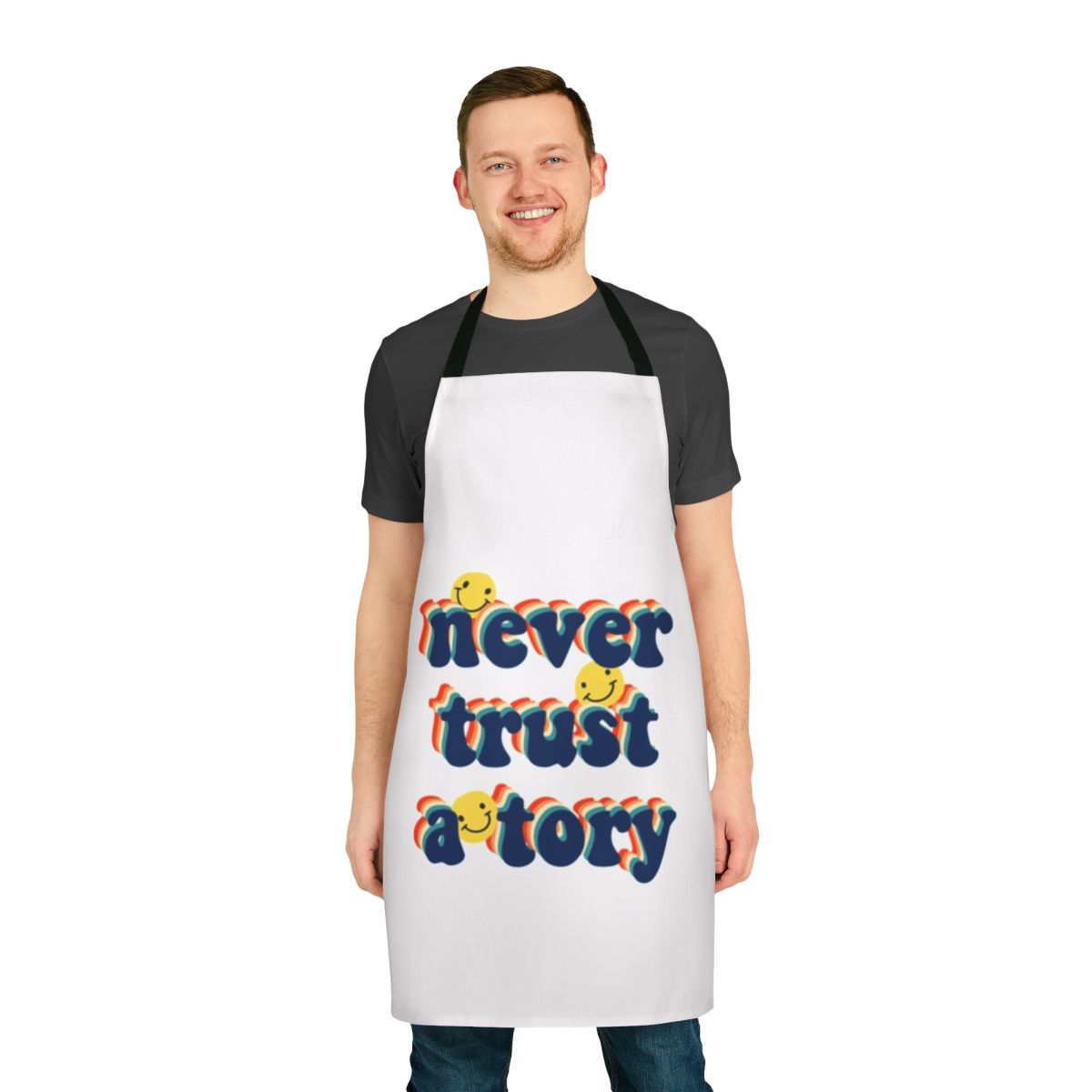 Anti-Tory Political Apron with Slogan "Never Trust a Tory"