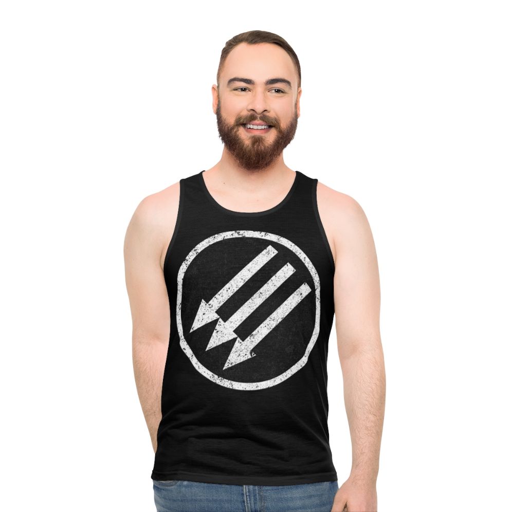 Antifascist unisex tank top with bold political design