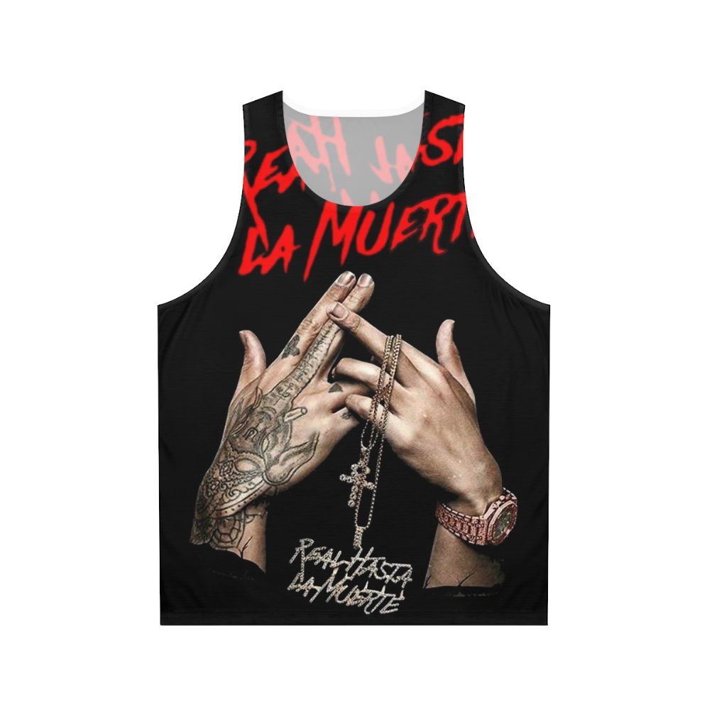 Anuel AA unisex tank top with "Real Hasta La Muerte" design