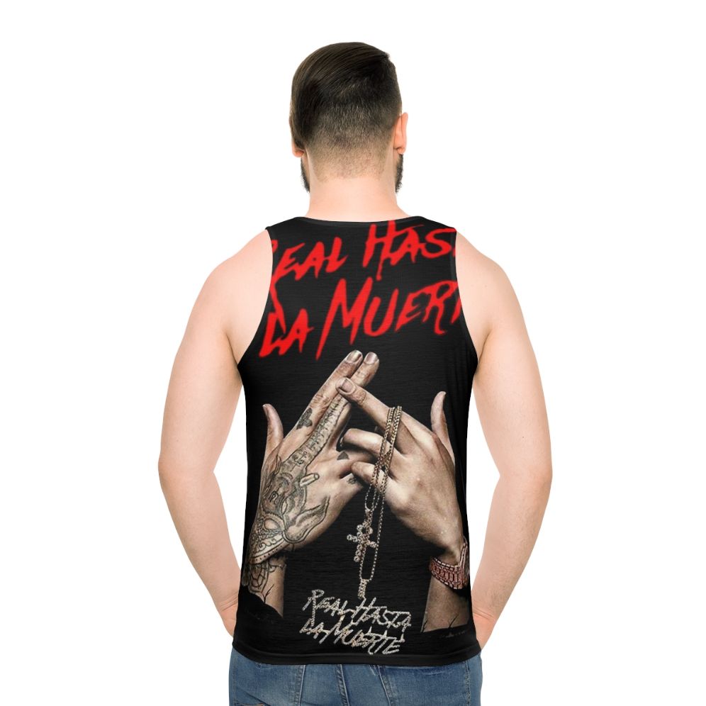 Anuel AA unisex tank top with "Real Hasta La Muerte" design