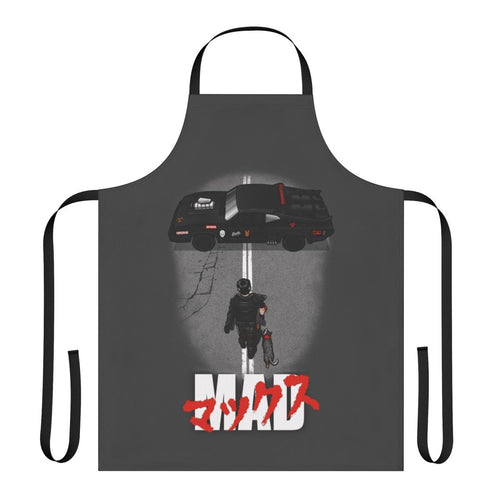 "The Mad Warrior Apron, a post-apocalyptic inspired design paying homage to classic 80s movies like Mad Max and Road Warrior."