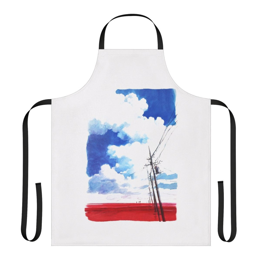 Artistic Evangelion-themed apron featuring a surreal, apocalyptic seascape inspired by the Neon Genesis Evangelion series.