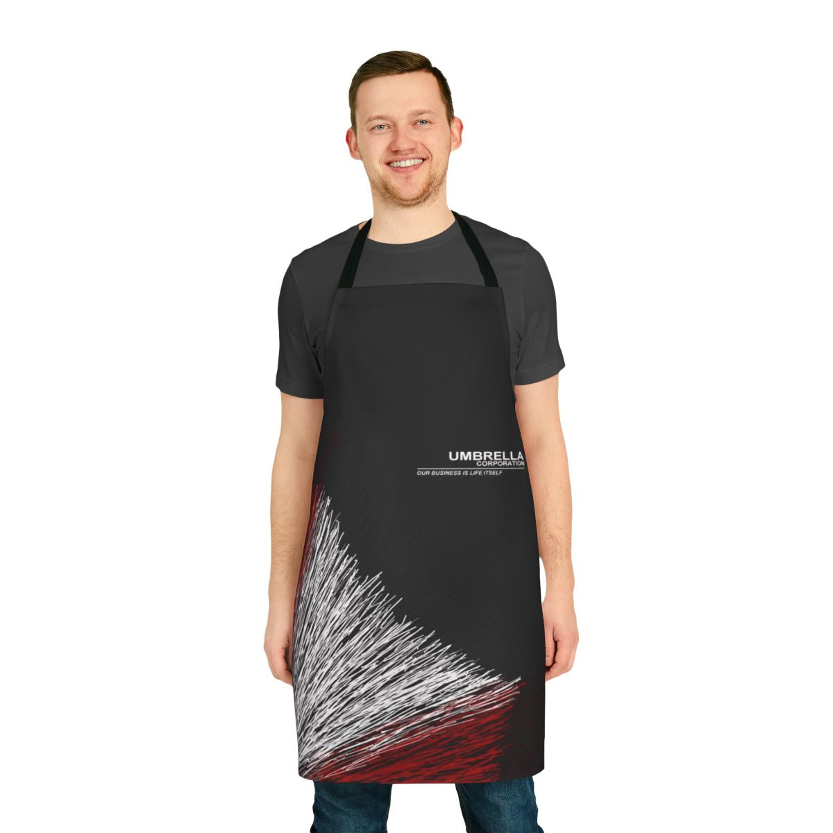 Apron featuring the iconic Umbrella Corporation logo from the Resident Evil video game series