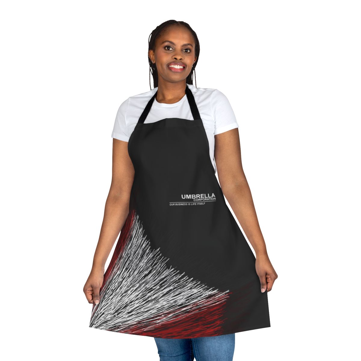 Apron featuring the iconic Umbrella Corporation logo from the Resident Evil video game series