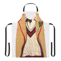 A stylized apron featuring the 5th Doctor, Peter Davison, from the popular sci-fi series Doctor Who.