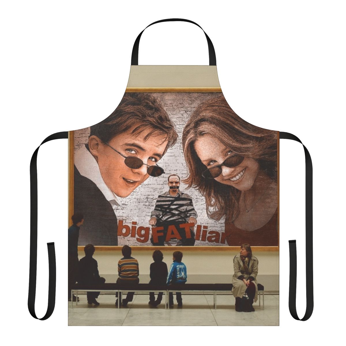 Apron featuring appreciation of the arts and movie-themed design