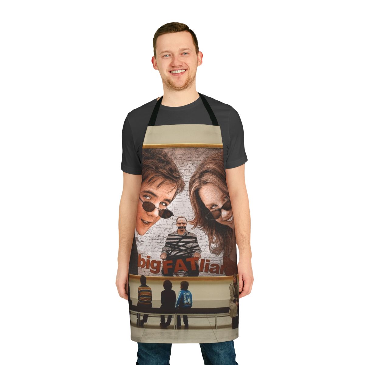 Apron featuring appreciation of the arts and movie-themed design