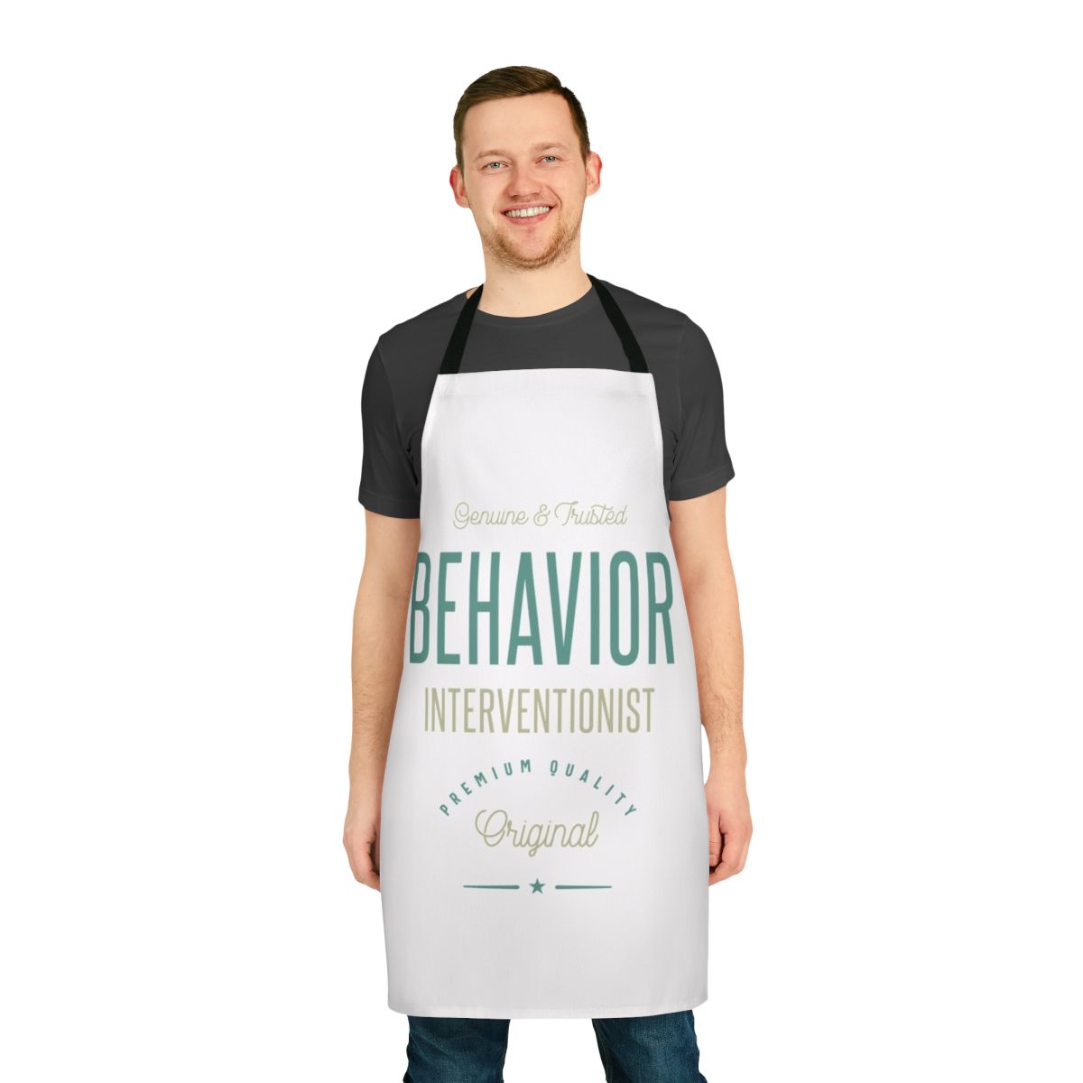 Apron with "Behavior Interventionist" text design, perfect for behavior specialists and mental health workers