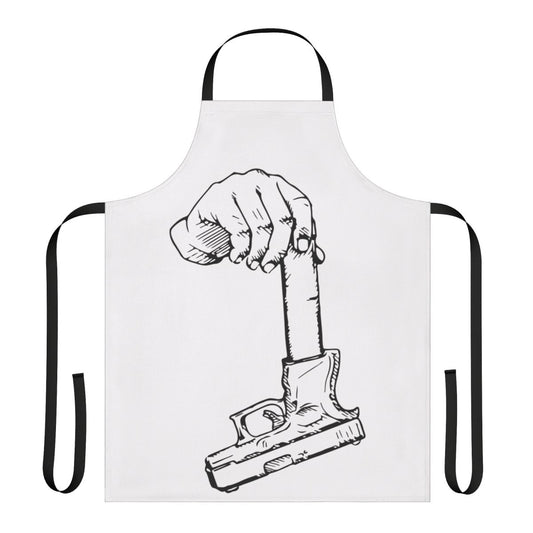 Apron featuring a design for the drill scene, including extended clips and firearms.