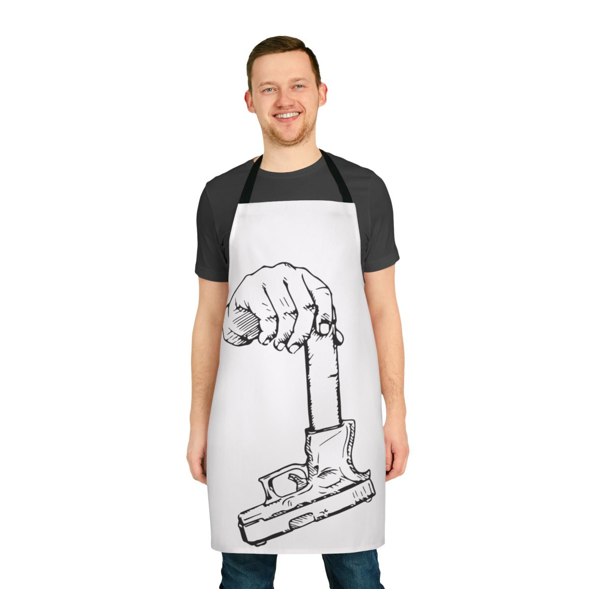 Apron featuring a design for the drill scene, including extended clips and firearms.