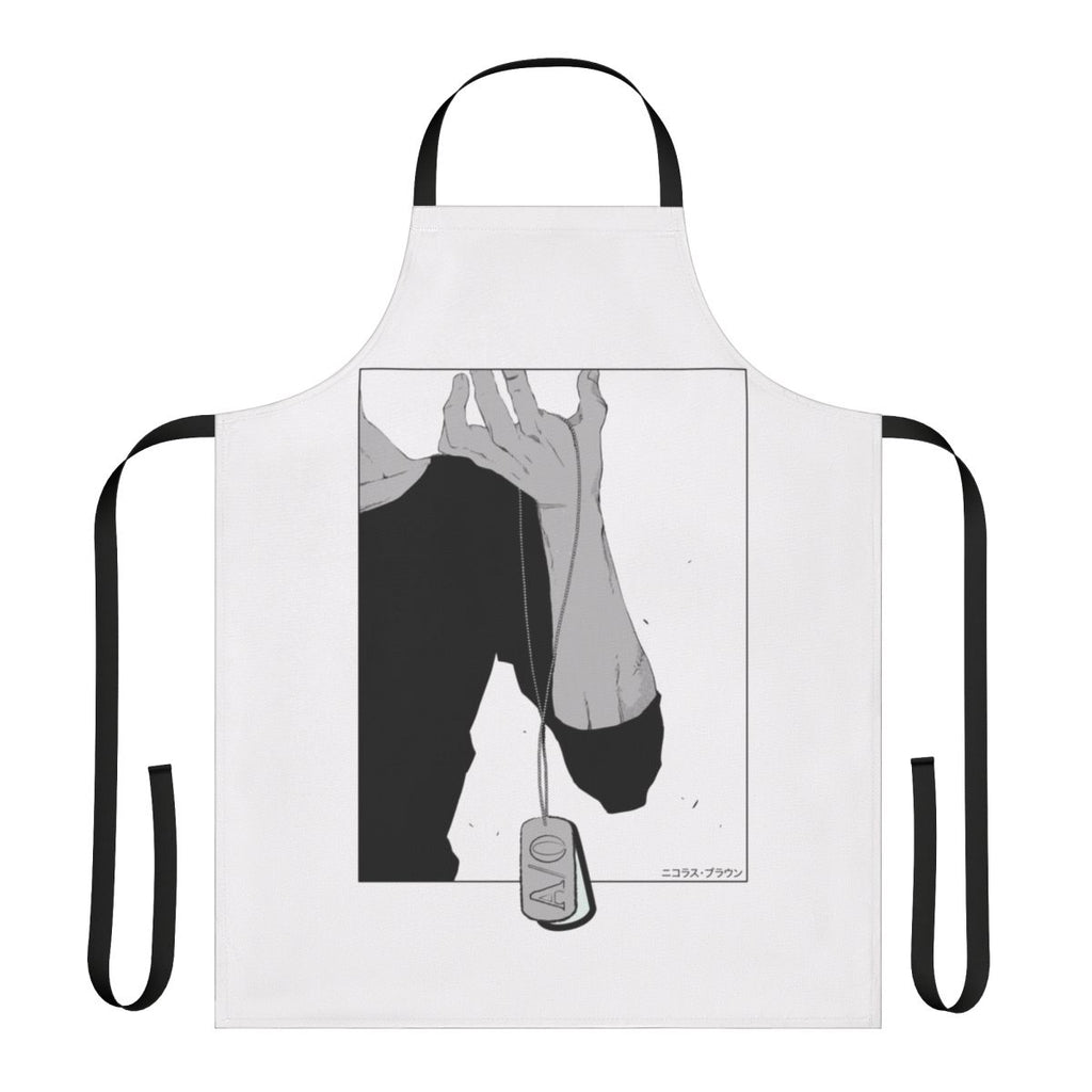 Apron with black and white manga-style artwork of Nicolas Brown character from Gangsta anime series