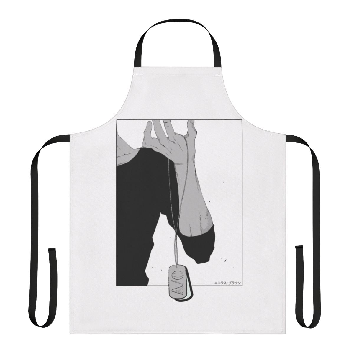 Apron with black and white manga-style artwork of Nicolas Brown character from Gangsta anime series