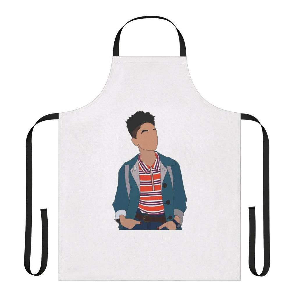 Apron with a design inspired by the Netflix series 'Sex Education', featuring the characters Maeve and Otis.