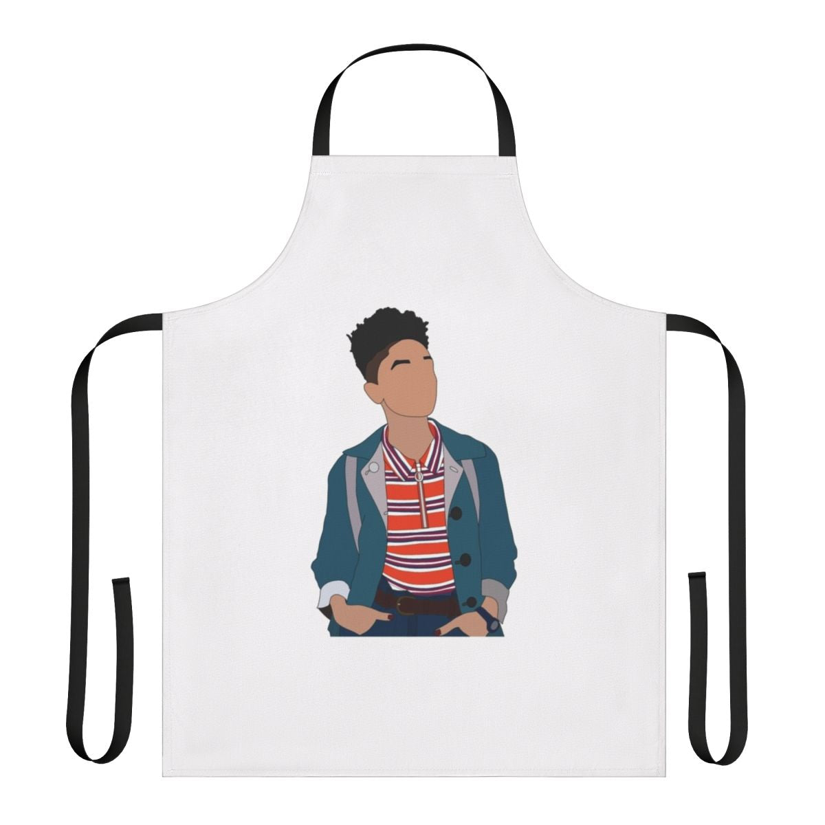 Apron with a design inspired by the Netflix series 'Sex Education', featuring the characters Maeve and Otis.