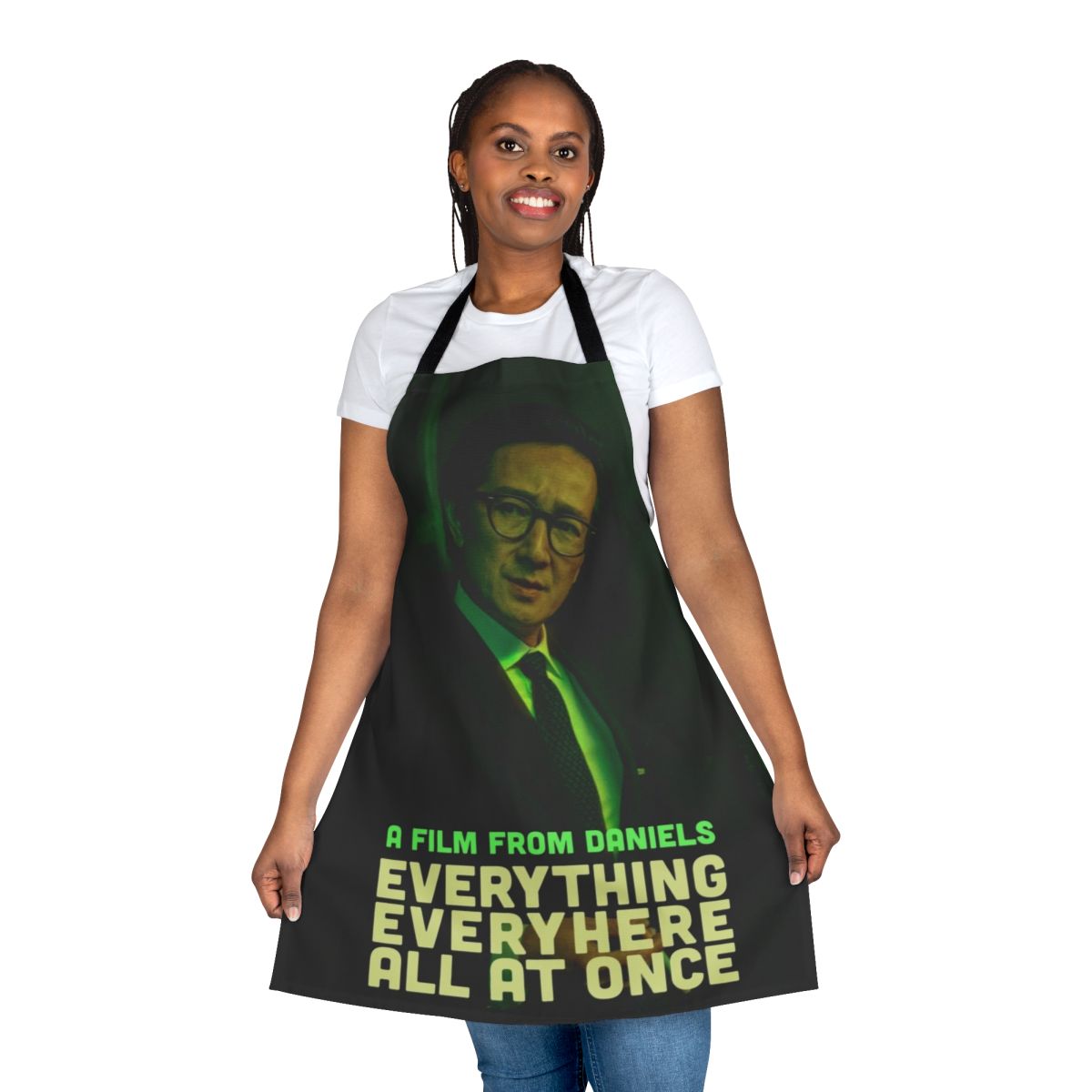 Apron featuring the iconic imagery and characters from the acclaimed film "Everything Everywhere All At Once"