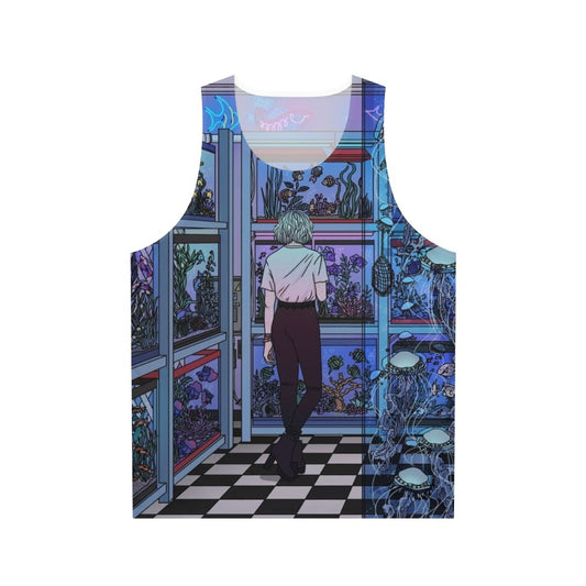Aquarium unisex tank top with neon fish and jellyfish design