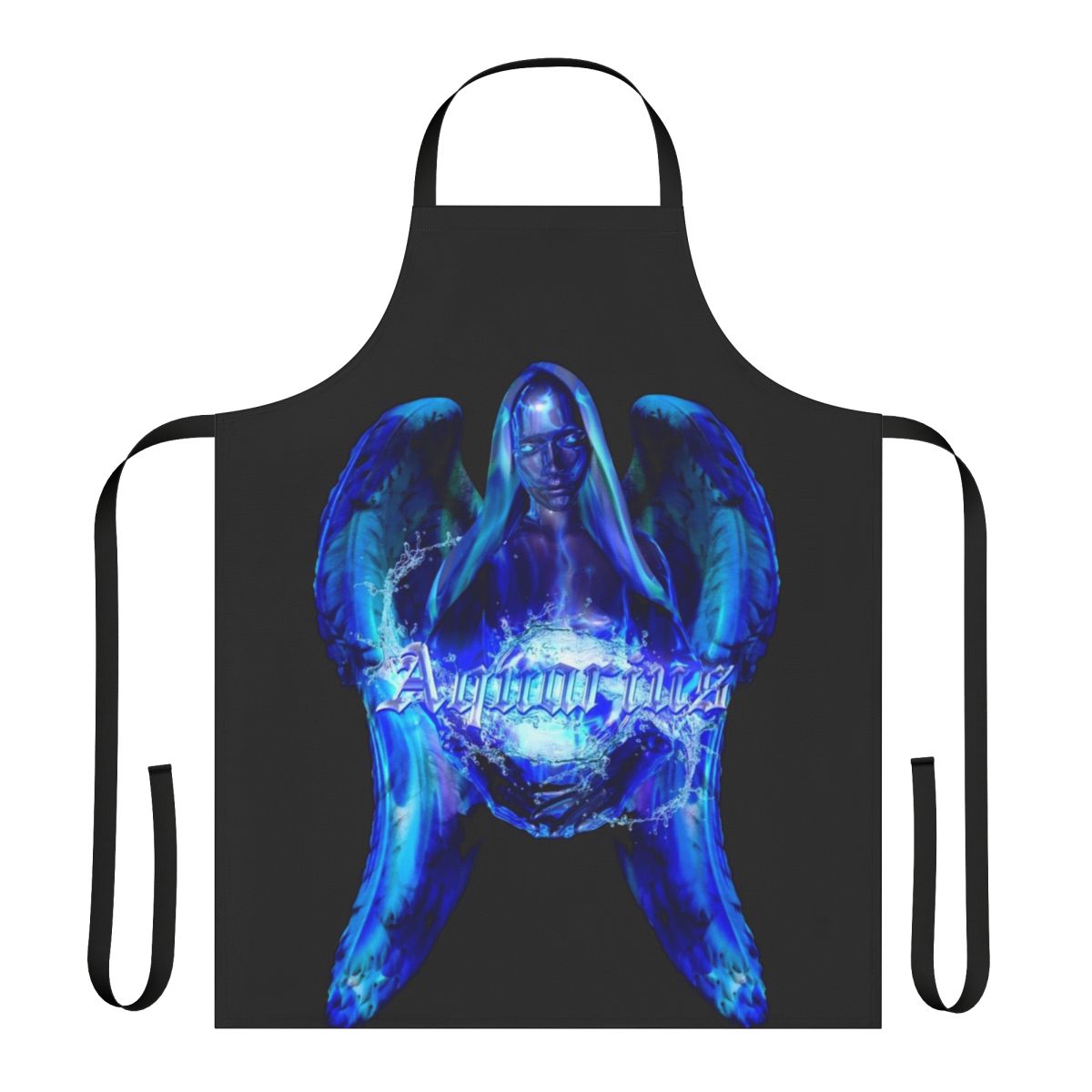 Aquarius-themed apron with astrological symbols and zodiac design