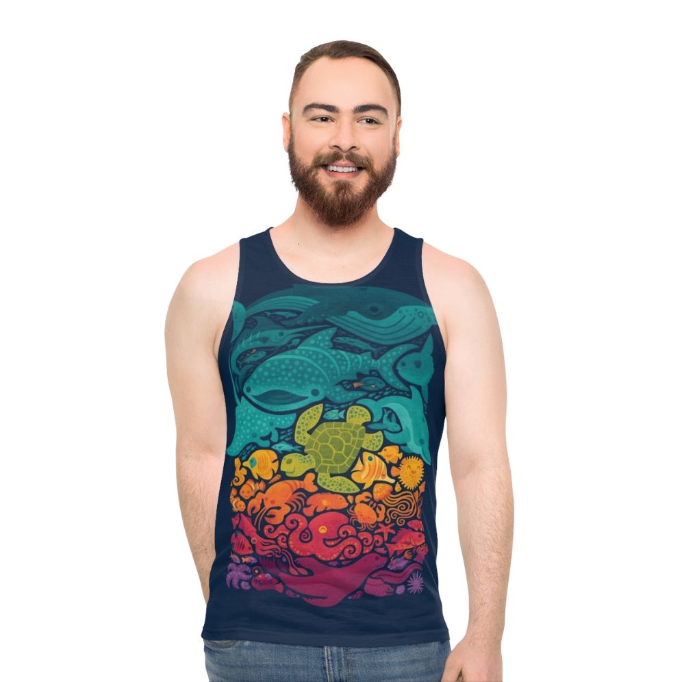 Colorful aquatic spectrum unisex tank top