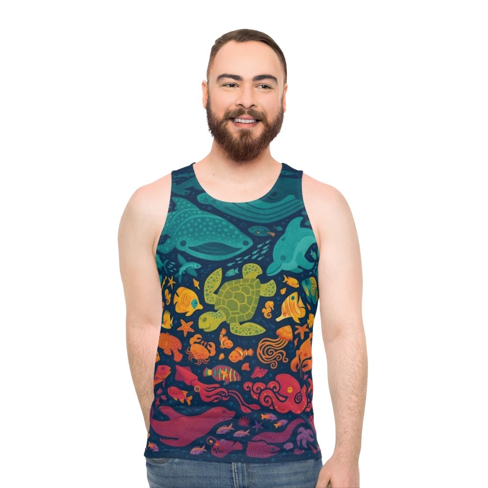 Colorful aquatic spectrum unisex tank top