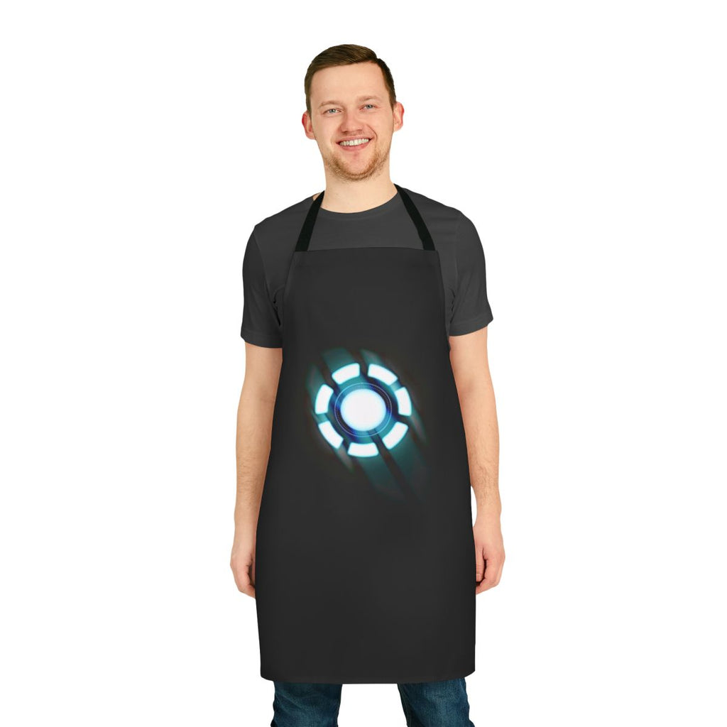 Arc reactor inspired superhero apron with a unique t-shirt design graphic