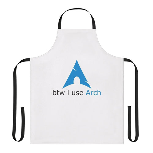 Arch Linux enthusiast apron featuring the "BTW I Use Arch" slogan and Tux the Linux penguin