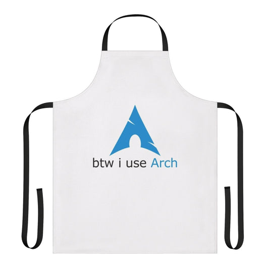 Arch Linux enthusiast apron featuring the "BTW I Use Arch" slogan and Tux the Linux penguin