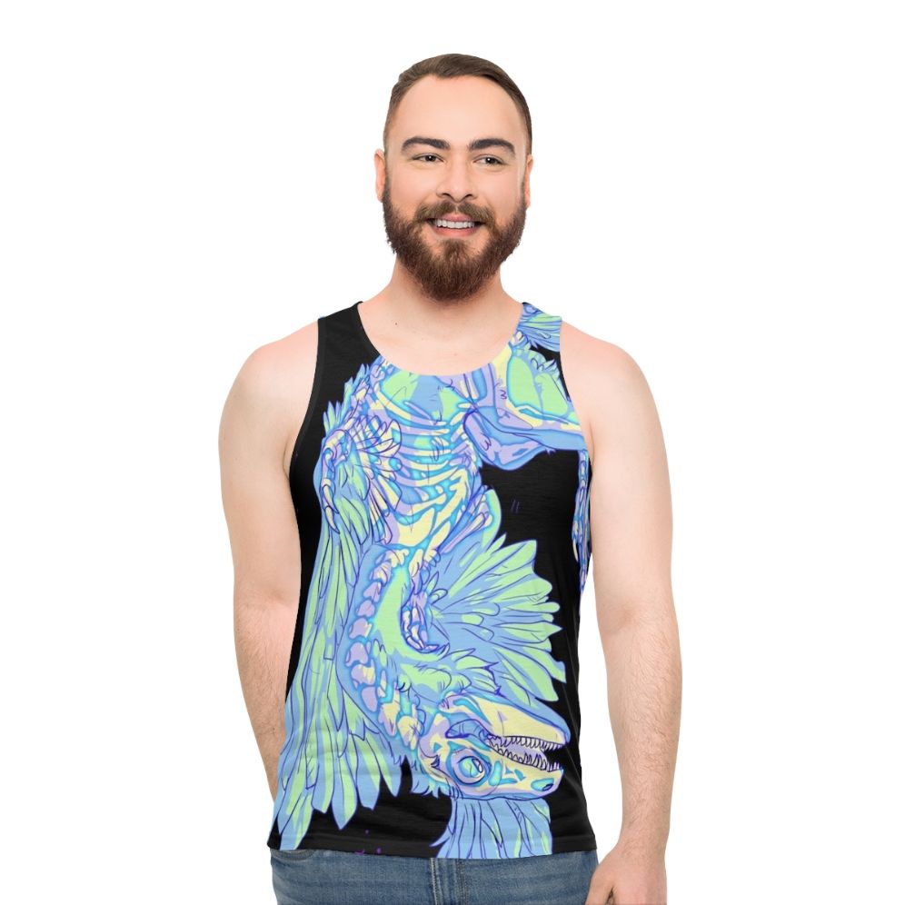 Archaeopteryx dinosaur glow-in-the-dark unisex tank top