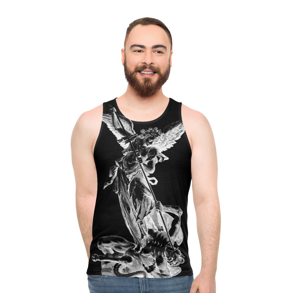 Archangel Michael Defeating the Devil Unisex Christian Tank Top