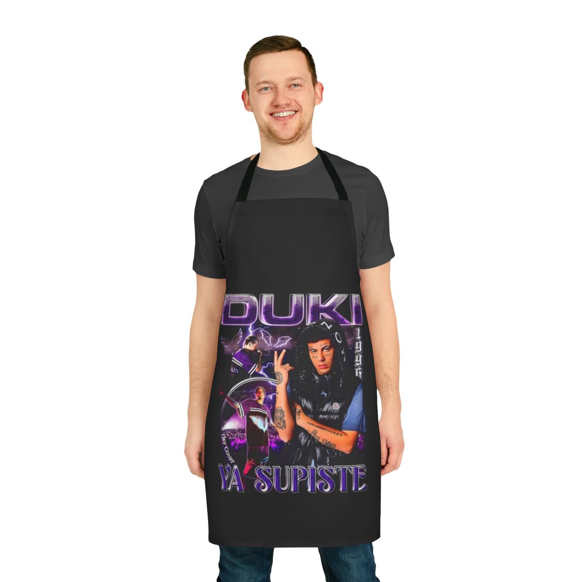 Duki-inspired apron with argentinian trap and rap music design
