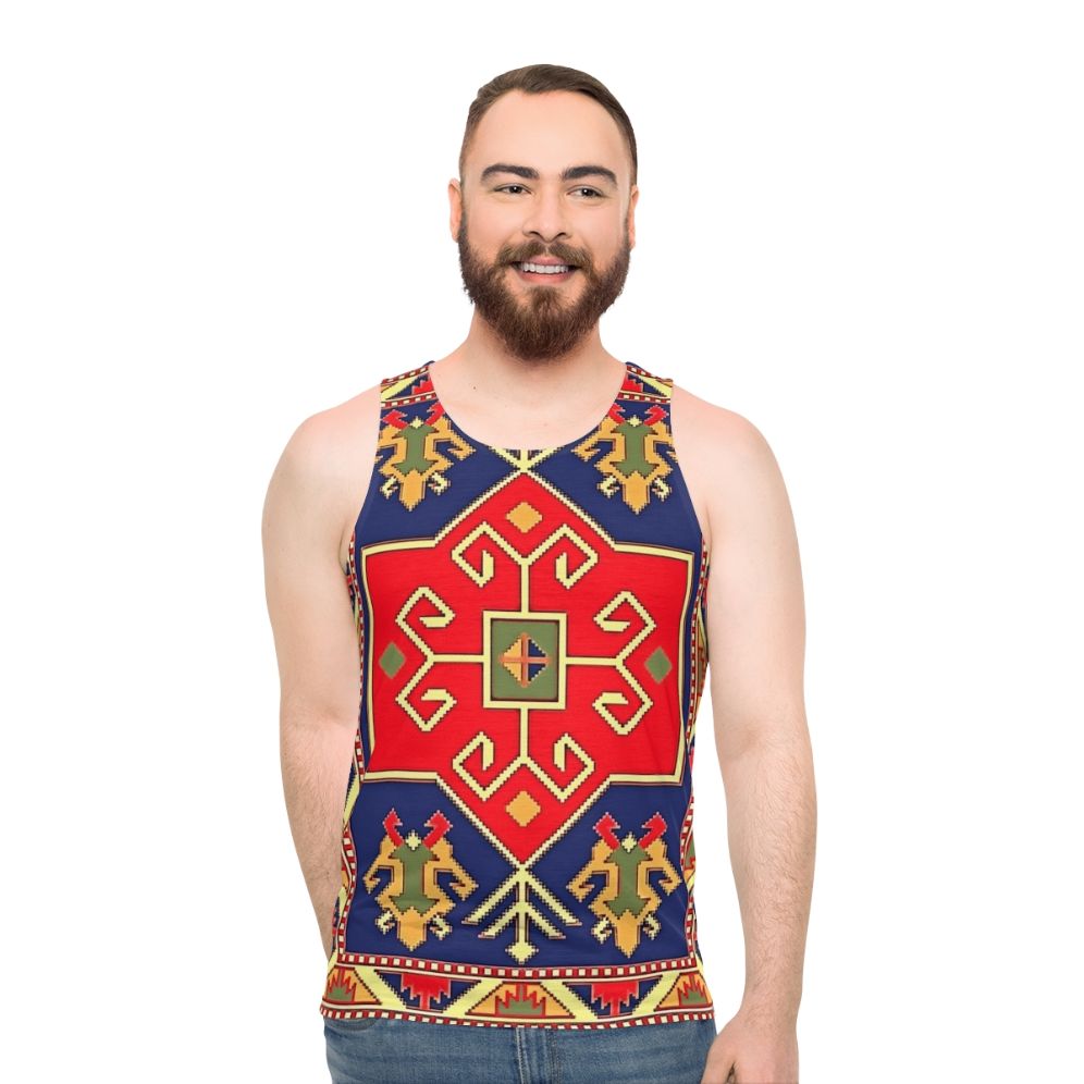 Unisex tank top featuring Armenian art design