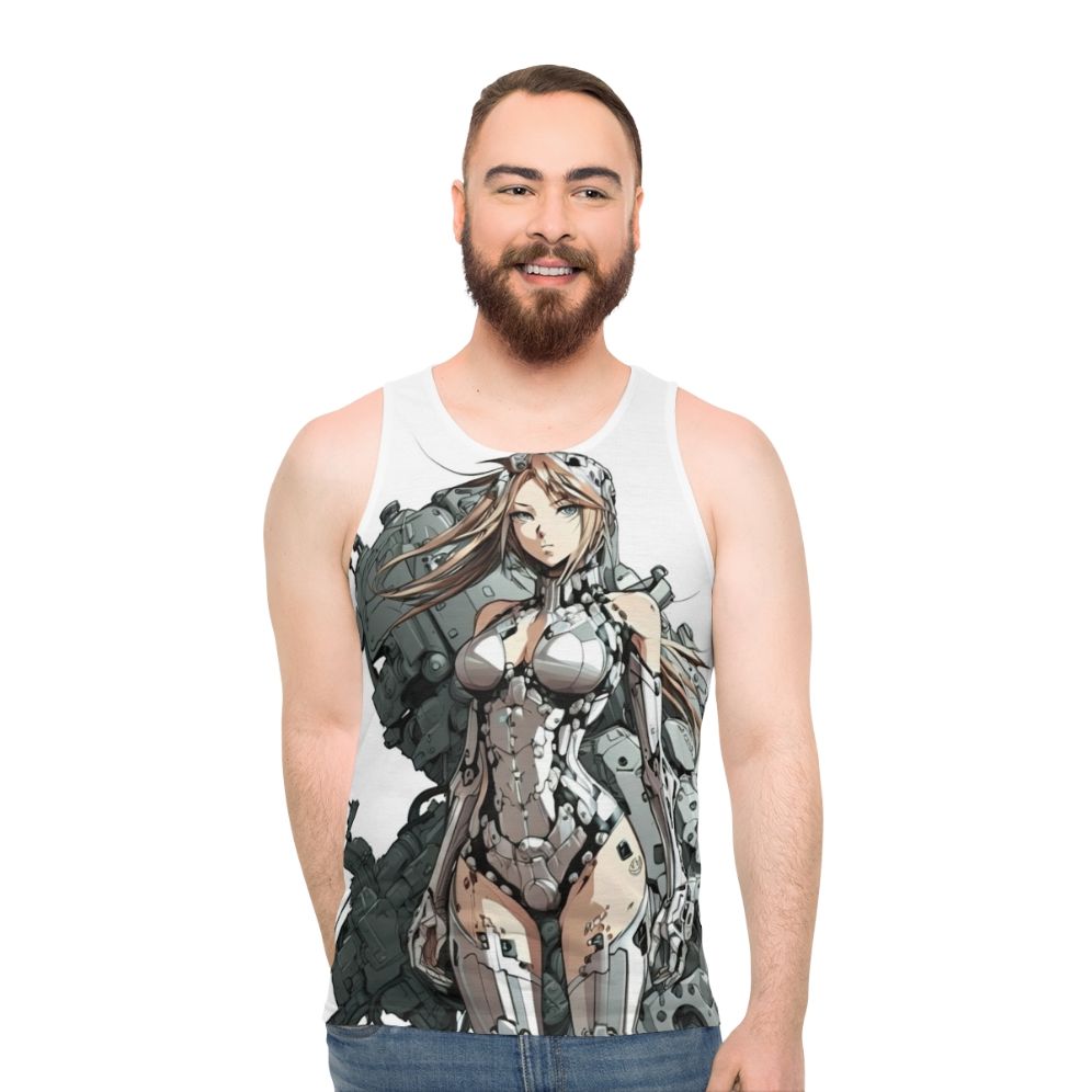Armored anime girl in a unisex tank top