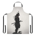 Armored samurai-inspired apron featuring dark spatter and ink patterns